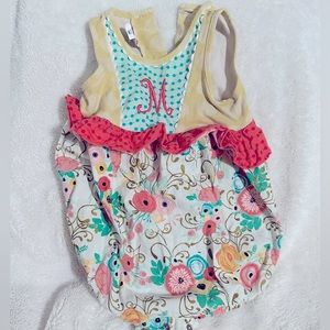 Monogrammed M bubble onesie.